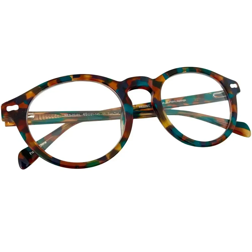 RESPEC Newark Round Eyeglasses Turquoise Tortoise Unisex Acetate Frame RES 22-01